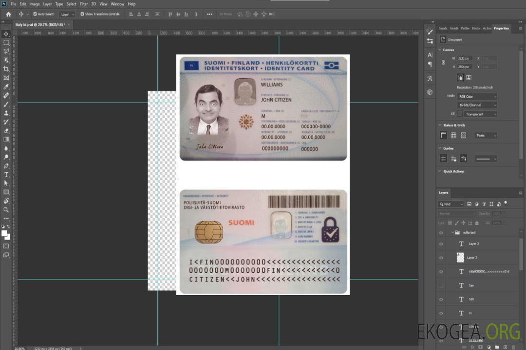 Carte d'identité Finlande template Carte d'identité Finlande template